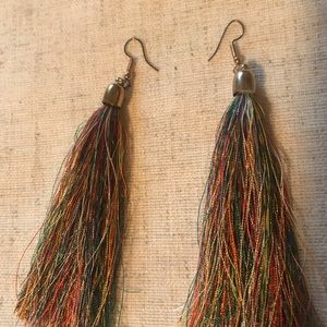 Multicolored fringe earrings